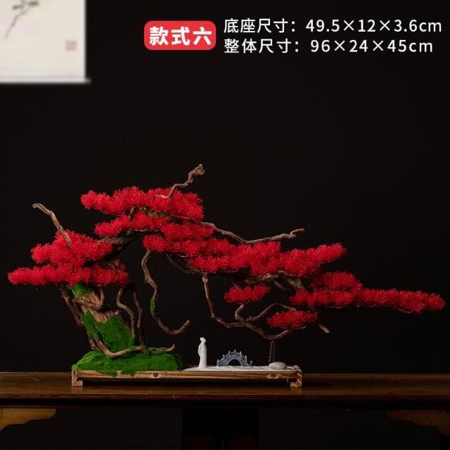 百信百貨 免運 仿真迎客松盆景玄關客廳擺件羅漢松盆栽大型綠植物假松樹造景