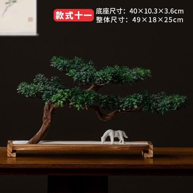 百信百貨 免運 仿真迎客松盆景玄關客廳擺件羅漢松盆栽大型綠植物假松樹造景