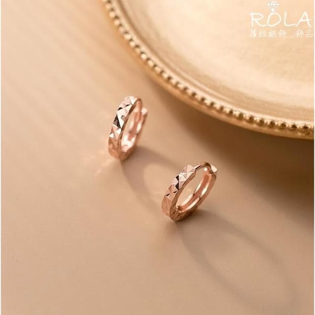 .ROLA蘿拉銀飾.飾品 “現貨當天出” //一對價// 三邊車花滿天星圓形925純銀耳針扣圓耳扣耳針耳環 易扣`