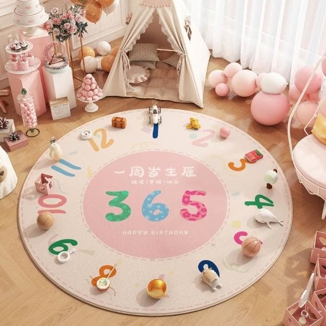 週歲禮抓周地毯 布置喜慶墊 抓周圓形地墊 周歲禮地毯 生日布置道具 周歲抓鬮地毯 抓鬮用品套裝 抓周