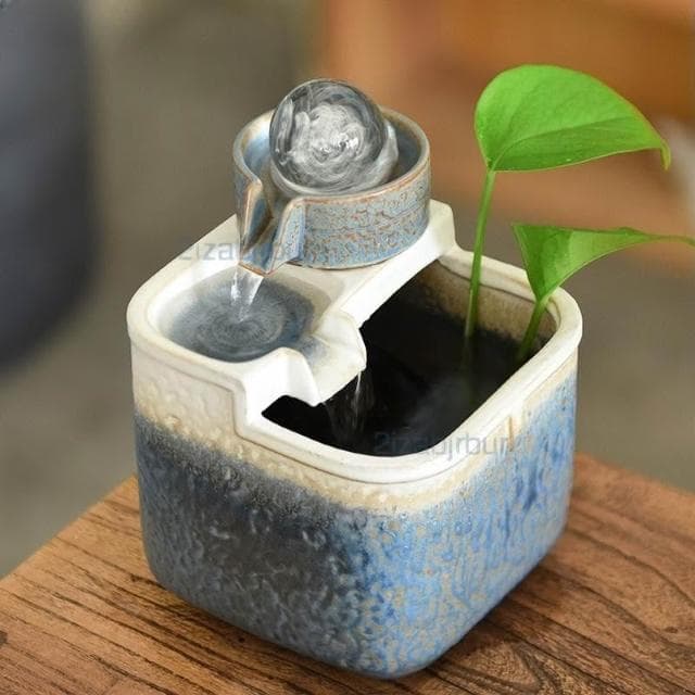 流水擺件 循環風水球 辦公室桌面擺件 開業喬遷禮物 時來運轉 療癒小物 辦公室風水陶瓷擺件 陶瓷噴泉