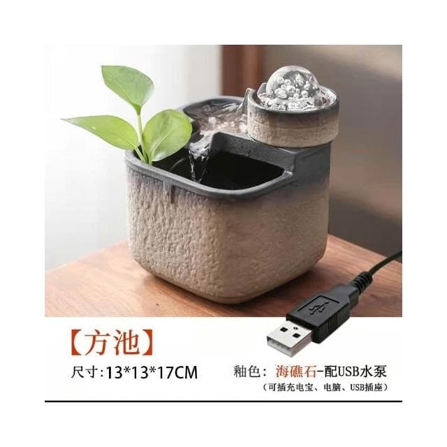 流水擺件 循環風水球 辦公室桌面擺件 開業喬遷禮物 時來運轉 療癒小物 辦公室風水陶瓷擺件 陶瓷噴泉