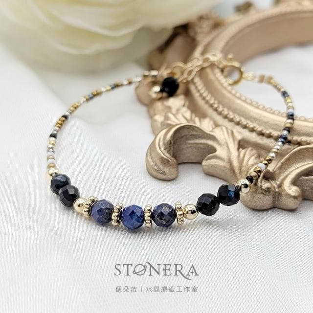 Stonera 偲朵菈|黑碧璽+青金石|設計款手鍊