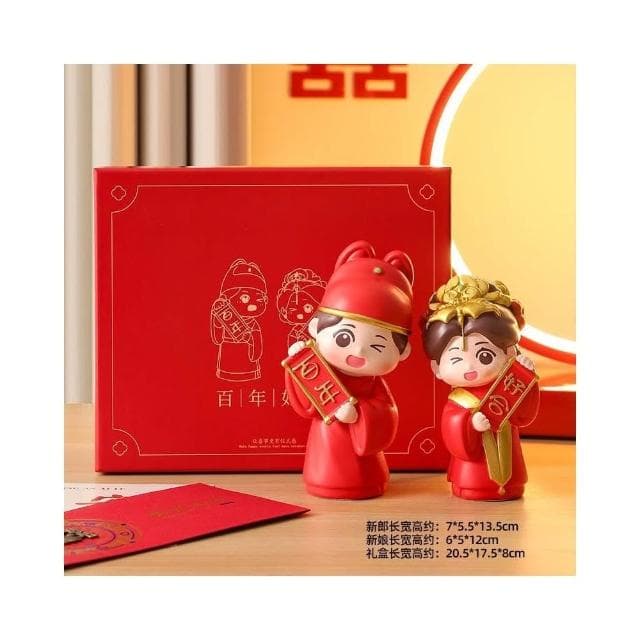 新婚禮物 送新人中式喜慶娃娃擺件一對 婚房布置訂婚結婚禮物 紀念性禮物 結婚 禮物 結婚賀禮 結婚送