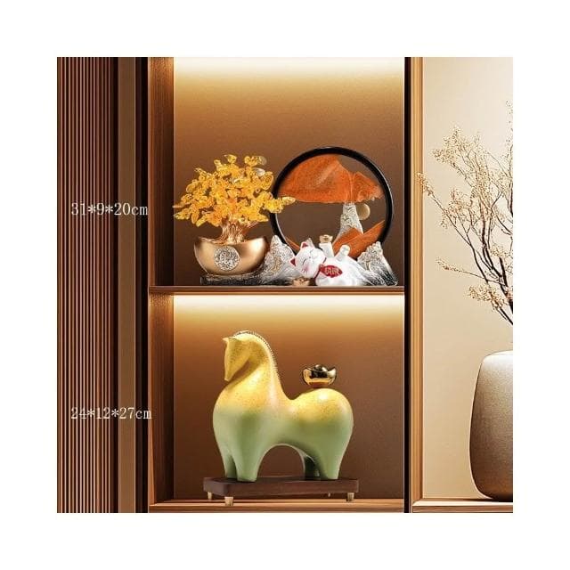 馬上有錢擺件 招財辦公室裝飾品 高檔新中式客廳擺件 喬遷開業禮品 祝福寓意 療癒小物 辦公室風水陶瓷