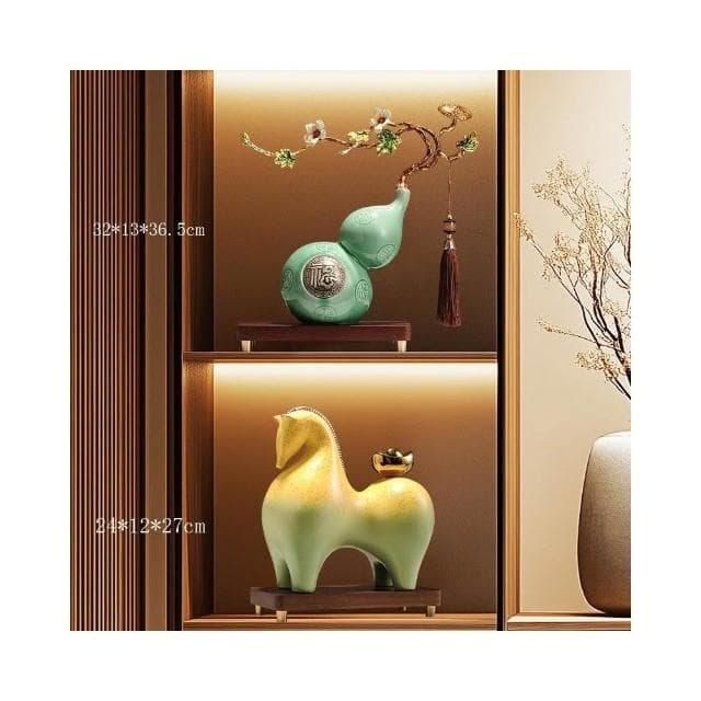 馬上有錢擺件 招財辦公室裝飾品 高檔新中式客廳擺件 喬遷開業禮品 祝福寓意 療癒小物 辦公室風水陶瓷