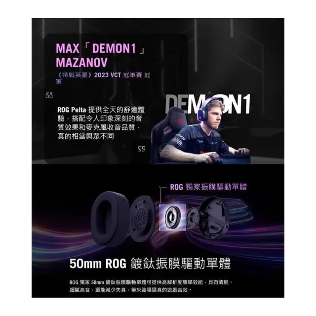 【ASUS 華碩】ROG Pelta 無線電競耳機 三模連線 快速充電 可調式頭帶 多平台相容 耳機麥克風 藍芽耳機 電競耳機 無線耳機