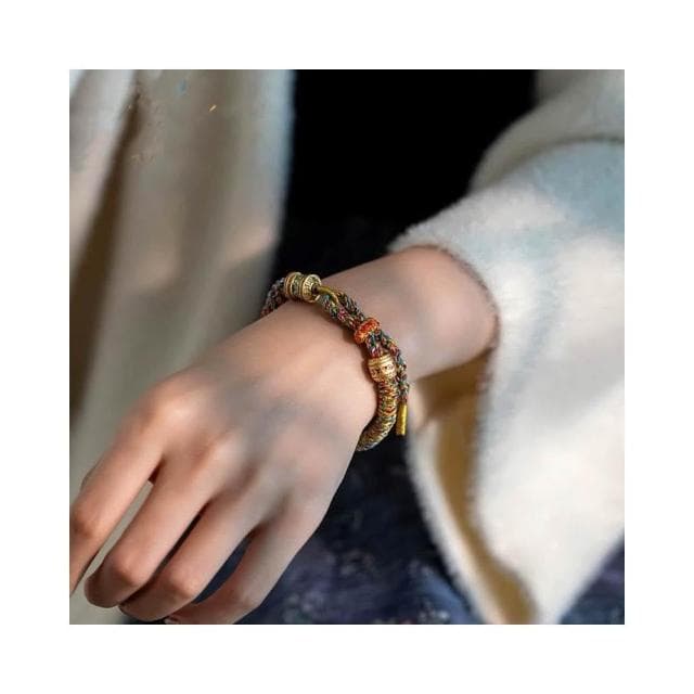 【開運堂】藏式六字真言純手工編織手繩五彩繩手工編織紅繩手鍊手繩金剛結手繩紅繩編織手鍊五色線手繩