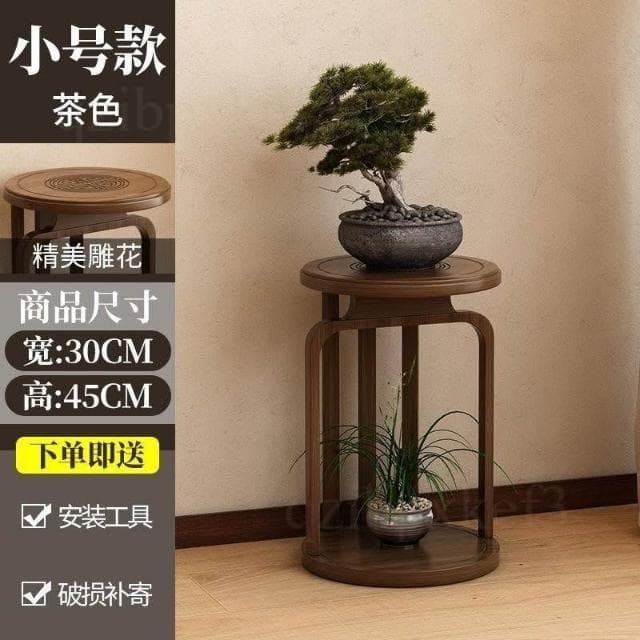 全竹花盆置物架 客廳圓形花台 盆栽展示架 室內花架子 園藝展示桌 花台花架 植物擺放架 聚寶盆花架