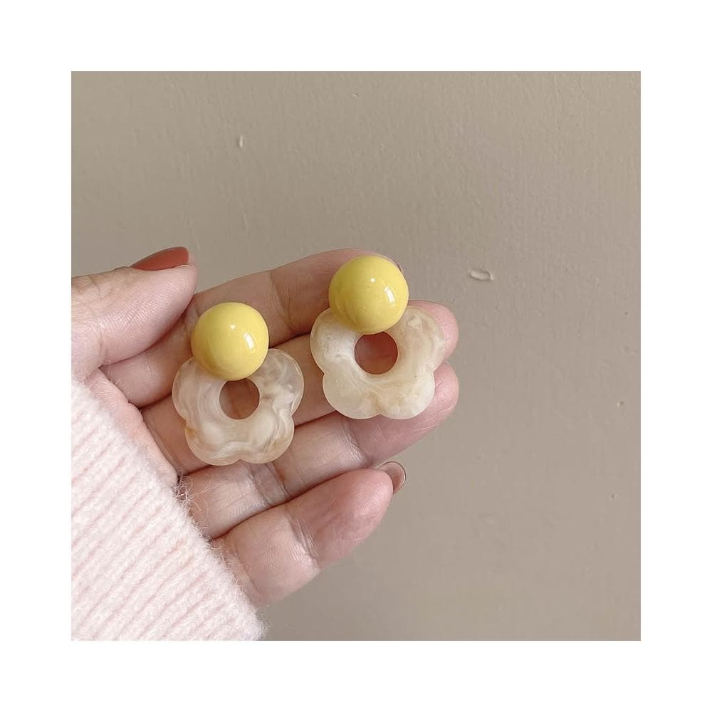 🎗飾間首飾鋪 鹽系暈染薑黃小耳環幾何耳環夾耳飾冷淡風少女感