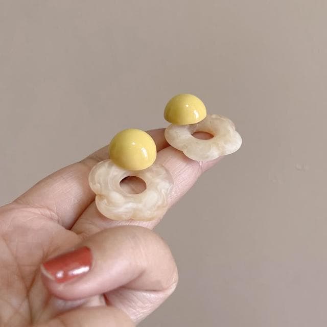 🎗飾間首飾鋪 鹽系暈染薑黃小耳環幾何耳環夾耳飾冷淡風少女感