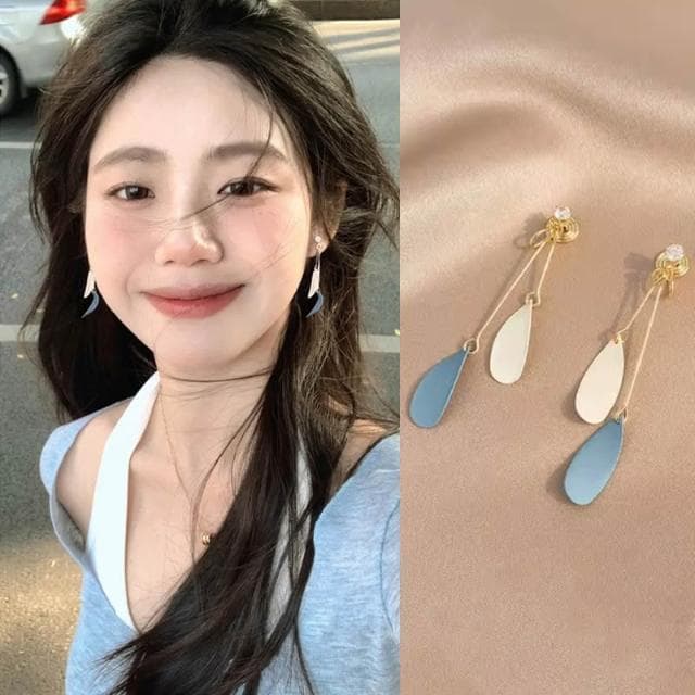 🎗飾間首飾鋪 藍白撞色蚊香盤耳夾無耳洞女時尚設計感小眾藝術生耳墜小清新耳飾