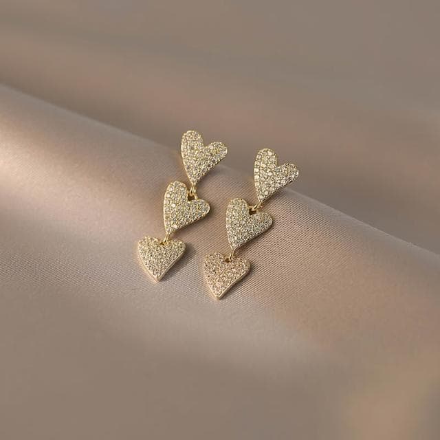 🎗飾間首飾鋪 長版項鍊石愛心流蘇耳環女小眾設計感耳環氣質高級耳環耳飾