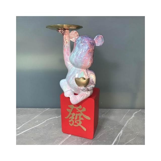 招財卡通擺件 暴力熊托盤 落地大擺件 客廳茶几 家居電視櫃 開業禮物 喬遷裝飾禮品 樹脂電視櫃 客廳茶几桌子