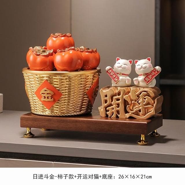 日進斗金擺件 元寶招財貓裝飾 客廳辦公室酒櫃高檔喬遷新居開業禮物 玄關擺件 招財擺飾 入厝禮物 家居