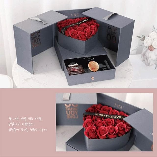 玫瑰禮盒套組【小寶購物】手工玫瑰花 雙開禮盒 生日禮物 情人節 聖誕節 求婚 告白表白 香皂花 母親節 七夕 EMA01