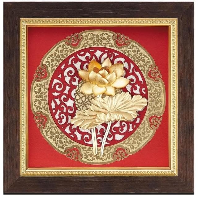 【鹿港窯】金箔畫荷香蓮花|窗花系列退休生日新居禮物