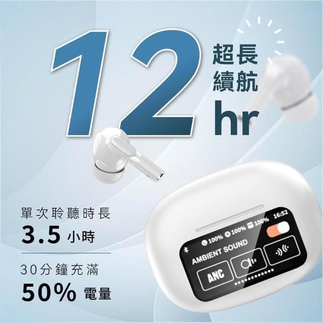 【DTAudio】聆翔 全彩觸控藍牙耳機 彩色螢幕 ANC主動降噪 藍芽耳機 無線耳機 遊戲耳機 電競耳機 空間音效