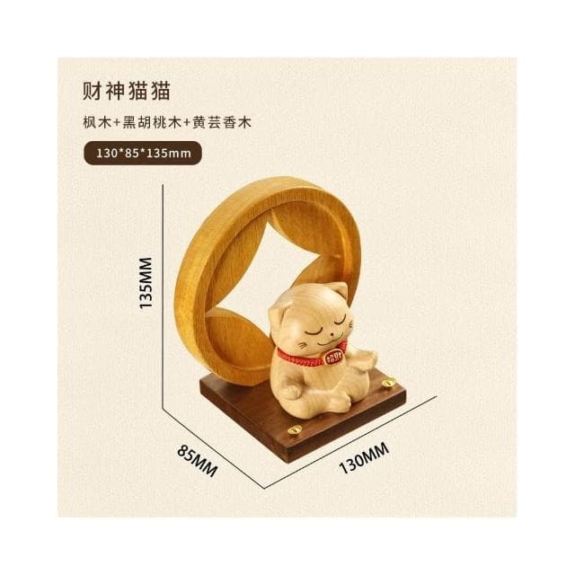 貓咪招財擺件 喬遷禮物 楓木擺件 木雕擺件 開業禮物 招財貓擺件 家居擺件 送朋友 入厝開幕禮物 入