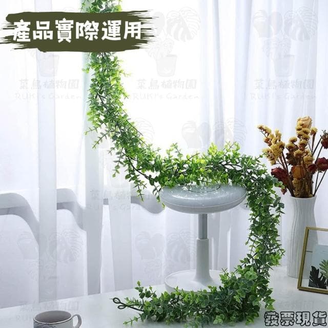 沐晨植物園|仿真藤蔓 仿真壁掛植物 假花藤 壁掛裝飾花藤 居家裝飾 室內盆栽 管道裝飾 牆壁佈置 綠植擺飾 尤加利壁掛