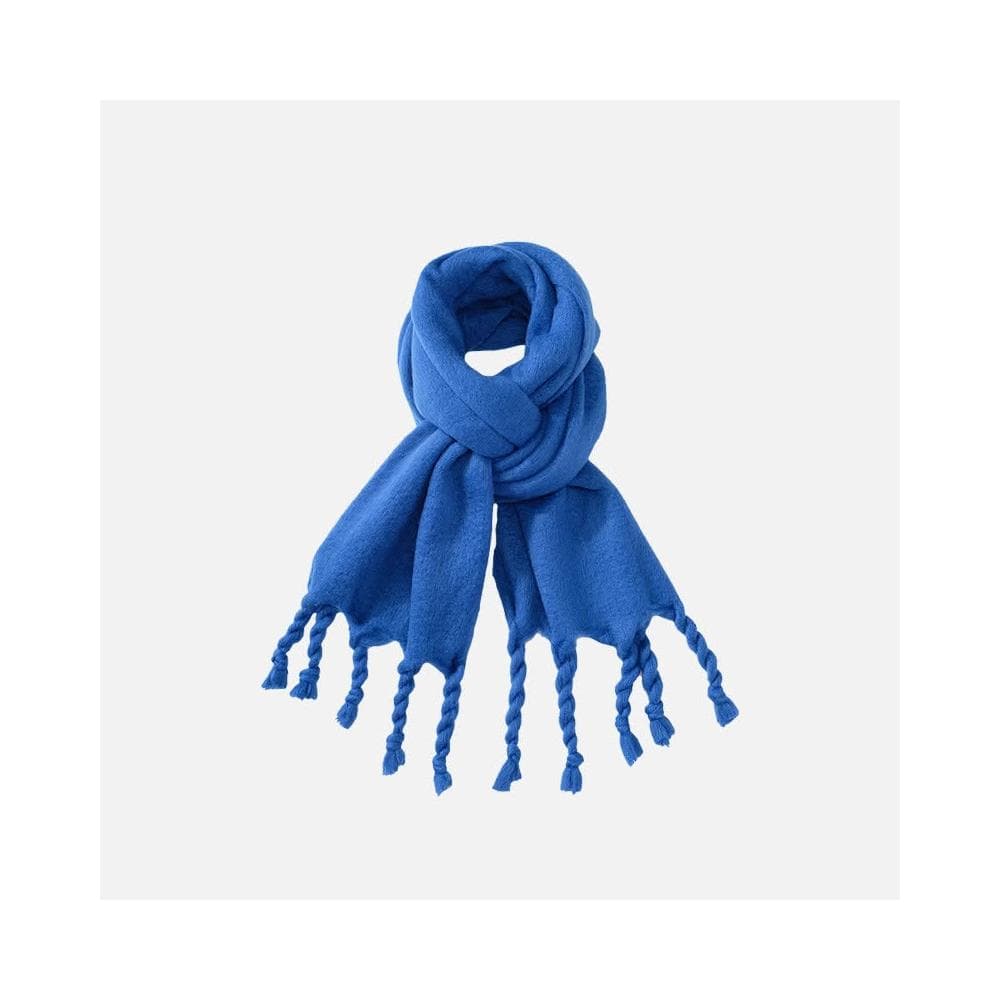 梵花 藍色毛絨圍巾女冬季加厚百搭保暖韓系氛圍感披肩圍脖