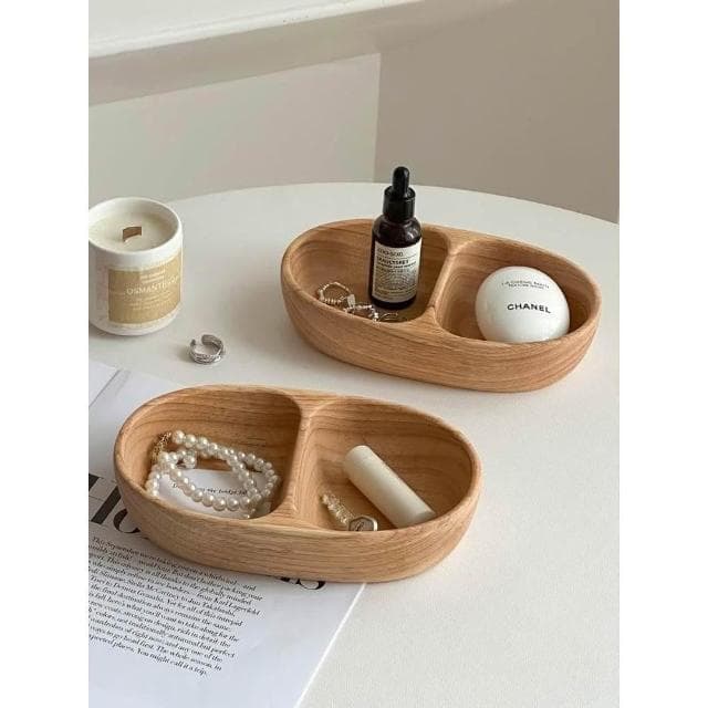 梵花 高級精緻黑胡桃木紋首飾盒小型飾品托盤戒指項鍊耳飾手錶收納盒子