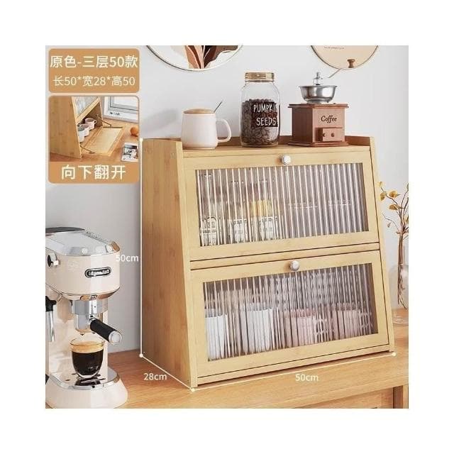 桌上收納櫃 杯子收納櫃 辦公室放茶具水杯置物架 收納櫃 廚房餐具防塵儲物櫃 餐具收納櫃