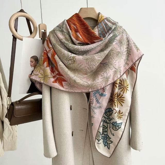 好夢想精品館  雙面異色真絲羊毛140絲巾重工高級感絲毛大披肩秋冬百搭保暖圍巾