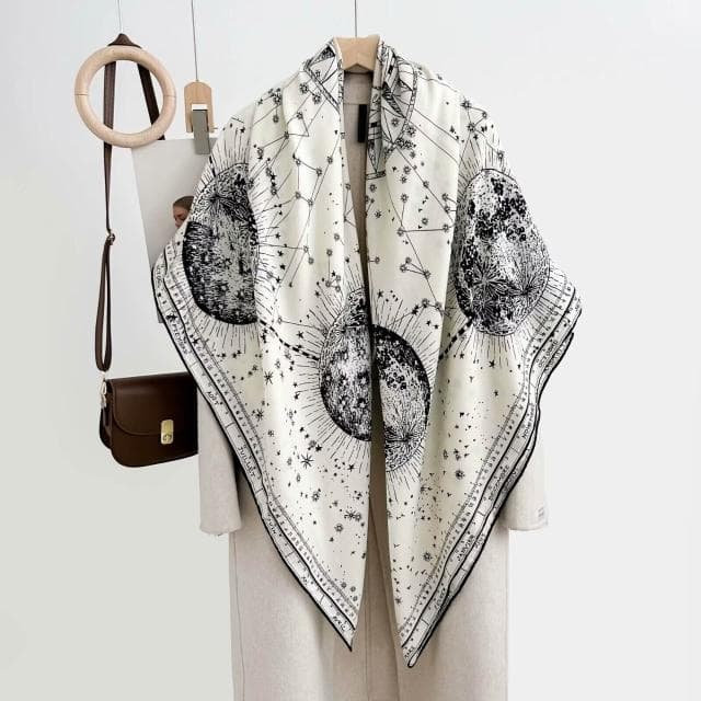 好夢想精品館  雙面異色真絲羊毛140絲巾重工高級感絲毛大披肩秋冬百搭保暖圍巾