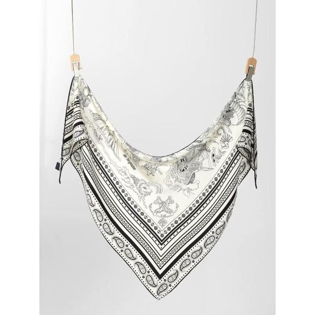 好夢想精品館  高檔真絲羊毛大三角巾印花大氣春秋氣質保暖辦公室圍巾女披肩