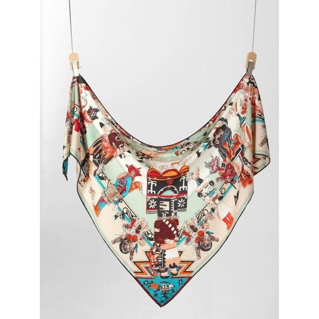 好夢想精品館  高檔真絲羊毛大三角巾印花大氣春秋氣質保暖辦公室圍巾女披肩