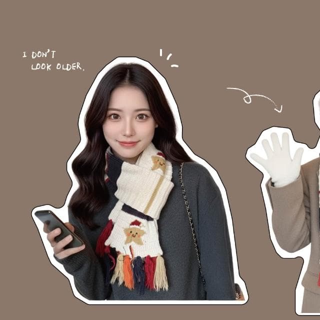 【ZOII 佐壹】聖誕厚磅流蘇針織圍巾 雪人圍巾 冬天保暖圍巾 針織圍巾 冬季圍巾 可愛圍巾 賞雪 聖誕禮物#322011