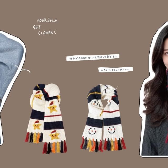 【ZOII 佐壹】聖誕厚磅流蘇針織圍巾 雪人圍巾 冬天保暖圍巾 針織圍巾 冬季圍巾 可愛圍巾 賞雪 聖誕禮物#322011