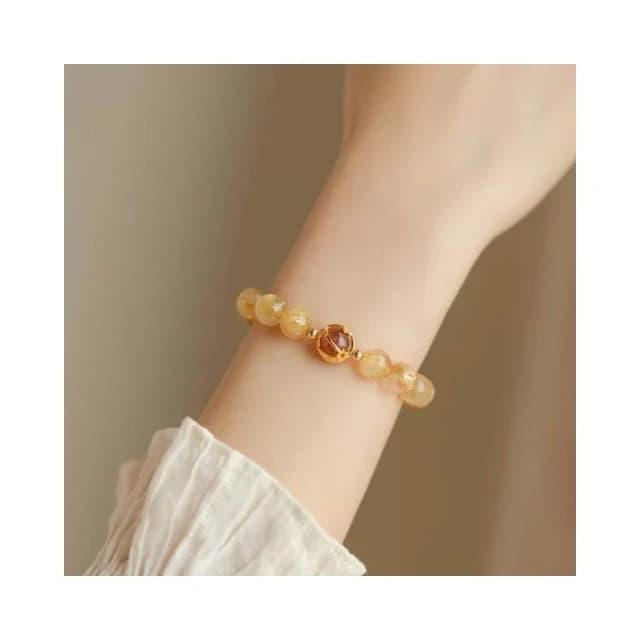 【開運堂】招財一夜暴富 黃水晶天然水晶金髮晶手鍊女生手串禮物轉運珠飾品 開運堂