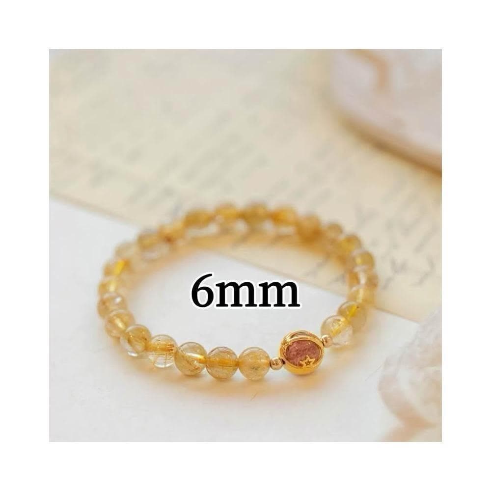 【開運堂】招財一夜暴富 黃水晶天然水晶金髮晶手鍊女生手串禮物轉運珠飾品 開運堂