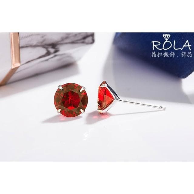 ROLA蘿拉銀飾.飾品 “現貨當天出” (一對價.3-6mm) 12色鋯石水鑽單鑽999足銀純銀耳針耳環養耳針 1-3.