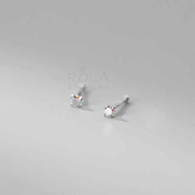 ROLA蘿拉銀飾飾品 {獨家訂製款}(18色/一對價 )2MM水鑽圓珠999足銀純銀養耳棒養耳針固定圓珠免耳堵免後扣 方