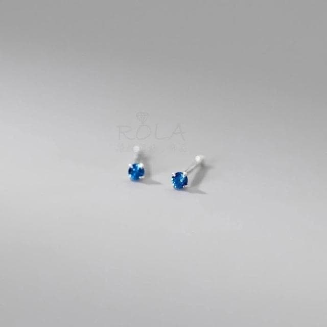 ROLA蘿拉銀飾飾品 {獨家訂製款}(18色/一對價 )2MM水鑽圓珠999足銀純銀養耳棒養耳針固定圓珠免耳堵免後扣 方