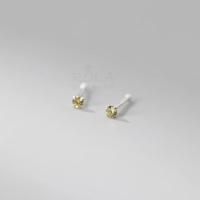 ROLA蘿拉銀飾飾品 {獨家訂製款}(18色/一對價 )2MM水鑽圓珠999足銀純銀養耳棒養耳針固定圓珠免耳堵免後扣 方