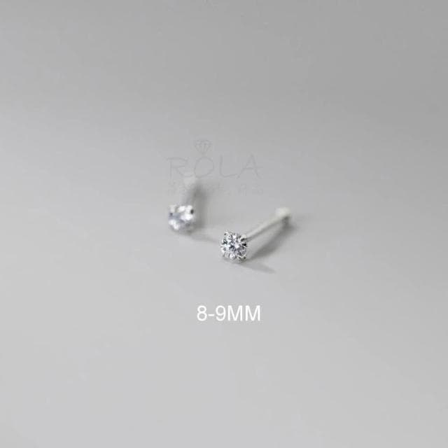 ROLA蘿拉銀飾飾品 {獨家訂製款}(18色/一對價 )2MM水鑽圓珠999足銀純銀養耳棒養耳針固定圓珠免耳堵免後扣 方