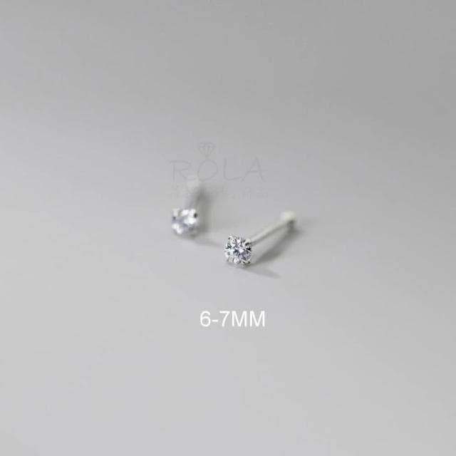 ROLA蘿拉銀飾飾品 {獨家訂製款}(18色/一對價 )2MM水鑽圓珠999足銀純銀養耳棒養耳針固定圓珠免耳堵免後扣 方