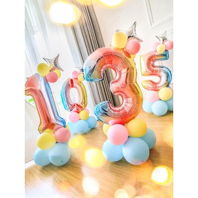 漸層皇冠數字氣球 生日佈置40吋數字 生日禮物 PARTY 慶生 舞會佈置 求婚 結婚 週歲 慶祝