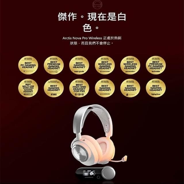 【Steelseries 賽睿】Arctis Nova Pro Wireless 無線耳機(白色 快速充電 伸縮降噪麥克風 PC版)
