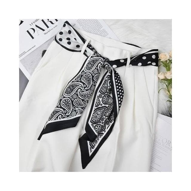 梵花 長條小絲巾腰帶女髮帶百搭高級感薄款春秋款搭配襯衫絲帶繫脖飄帶