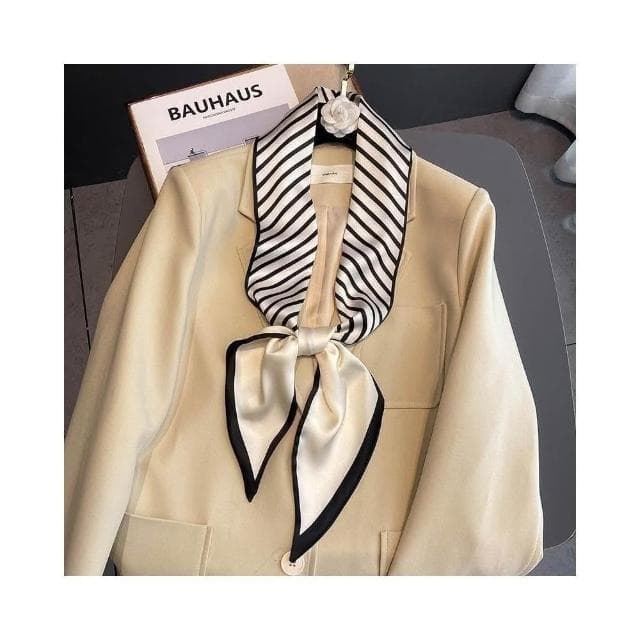 梵花 長條小絲巾腰帶女髮帶百搭高級感薄款春秋款搭配襯衫絲帶繫脖飄帶