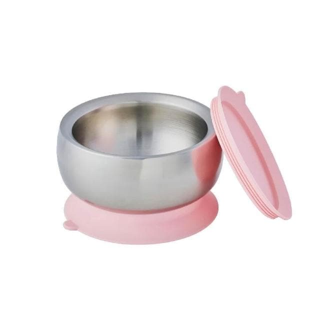 【little.b】雙層不鏽鋼吸盤碗+doddl 兒童學習餐具二件組(多款可選)麗兒采家