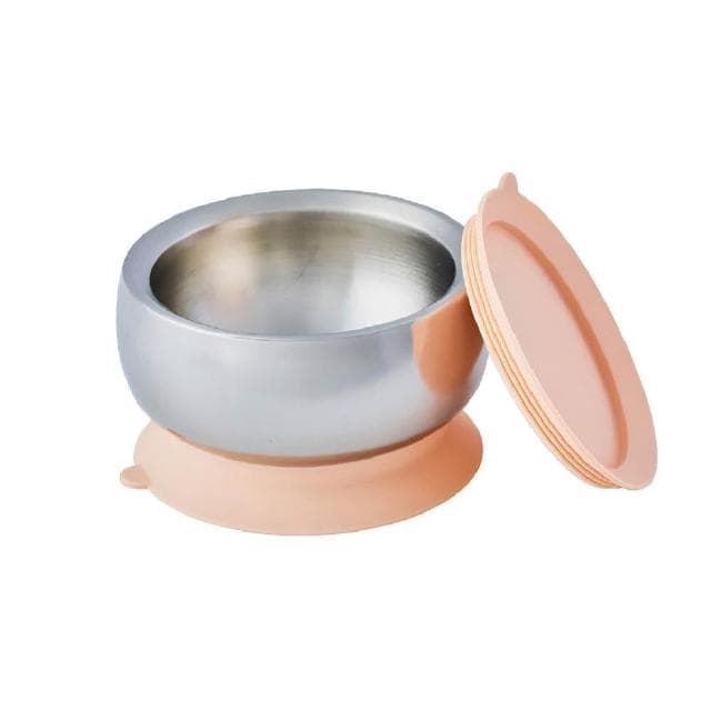 【little.b】雙層不鏽鋼吸盤碗+doddl 兒童學習餐具二件組(多款可選)麗兒采家