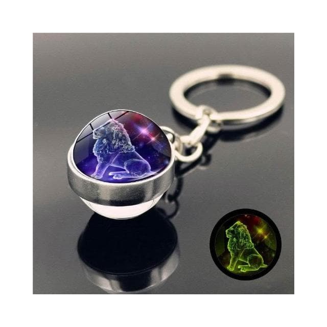 夜光星座鑰匙扣 雙面水晶球鑰匙圈 金屬鑰匙圈吊飾 生日禮物 掛飾 台灣出貨