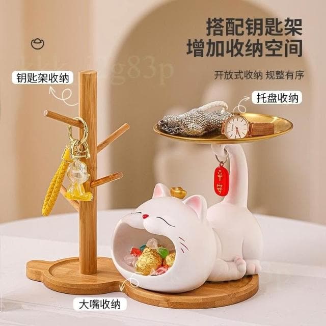 招財貓 玄關鑰匙收納擺件 入戶鞋櫃 客廳桌面置物架 家居裝飾喬遷禮品 桌面擺件 客廳擺件 創意臺面裝