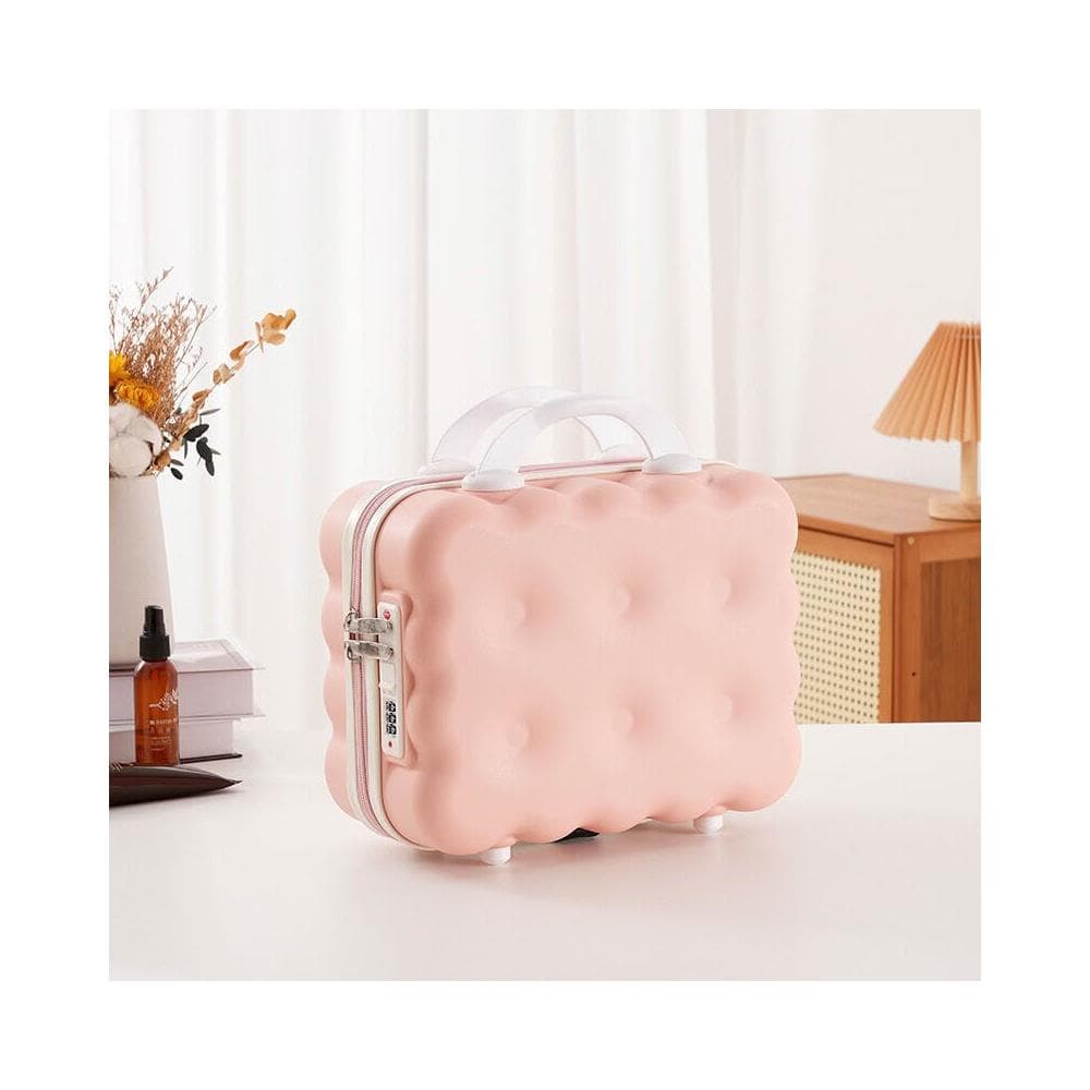 立式14寸手提箱餅幹化妝箱美甲箱卡通行李箱收納箱極簡手提化妝包收納洗漱包桌面收納包健身游泳旅行盥洗包美妝包大容量置物包